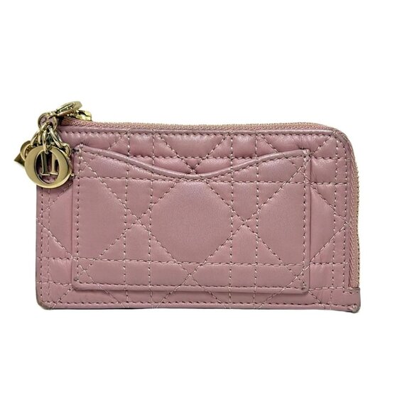 DIOR/ChristianDior Lady Dior - Pink Leather Coin Case 215-072125 - Picture 1 of 4